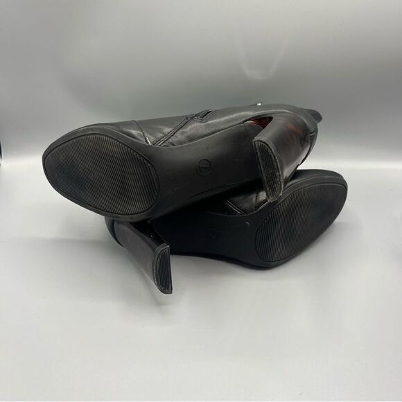 A New Day Clear Leopard Print Heel Black Ankle Boots - Picture 6 of 7